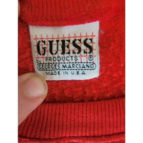 Guess By Georges Marciano Women's Red Vintage Crop Sweatshirt Size Medium - Picture 4 of 6